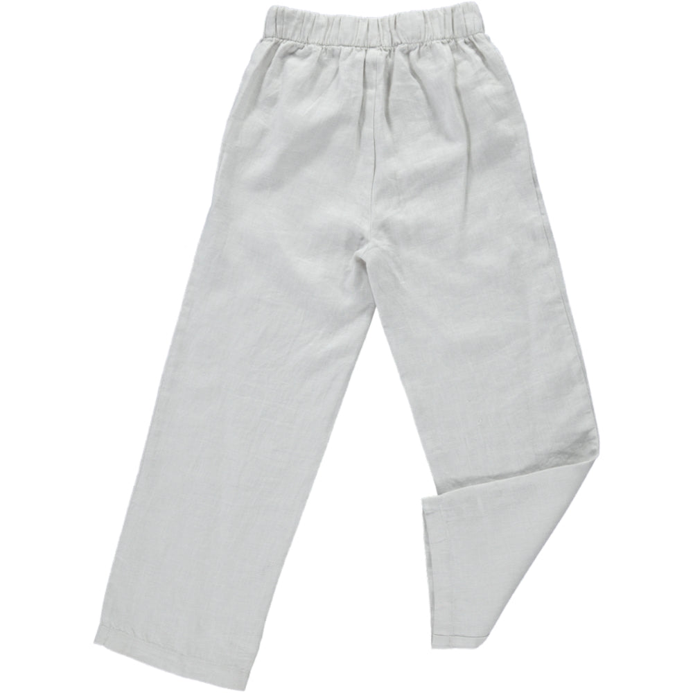 Pantalón Largo Lino con Botones de Madera — Crema